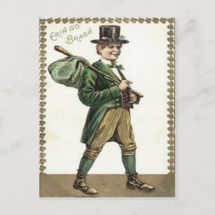 Leprechaun Shamrock Hobo Bindle Vykort