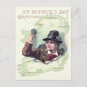 Leprechaun Shamrock Ireland Island Vykort