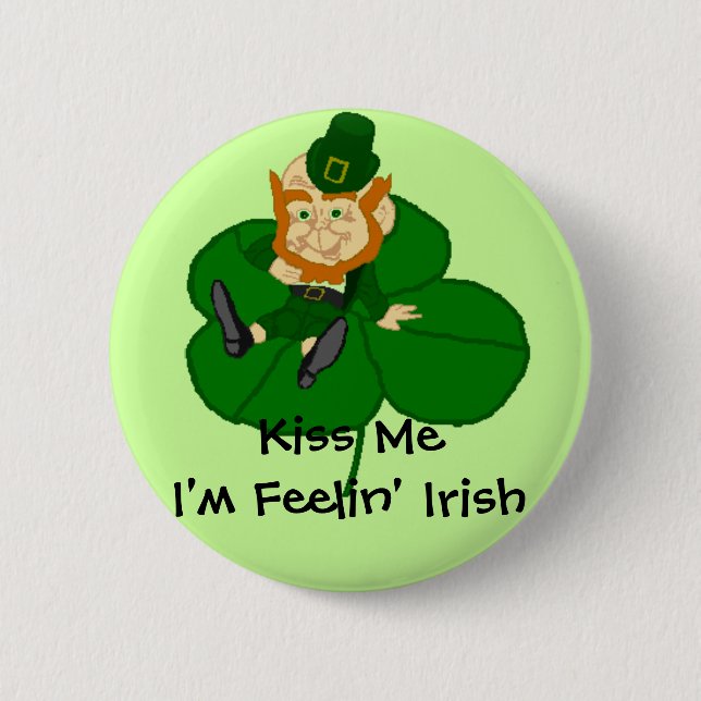 Leprechaun Shamrock - Jag är Feelin Irish Pin Knapp (Framsida)