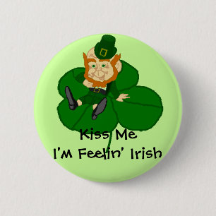 Leprechaun Shamrock - Jag är Feelin Irish Pin Knapp