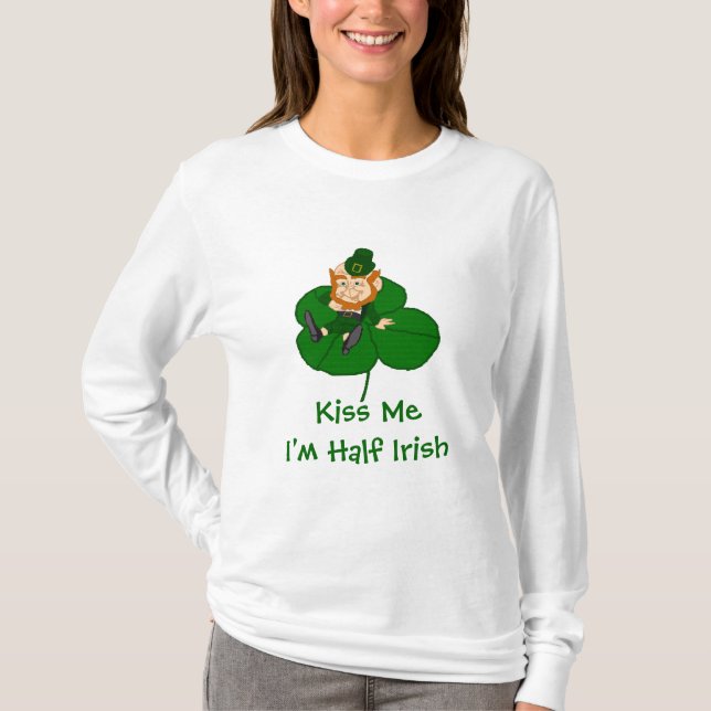 Leprechaun Shamrock - Jag är halvirländsk Tee (Framsida)
