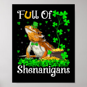 Leprechaun Shamrock Löv Bearded Dragon St. Patric Poster