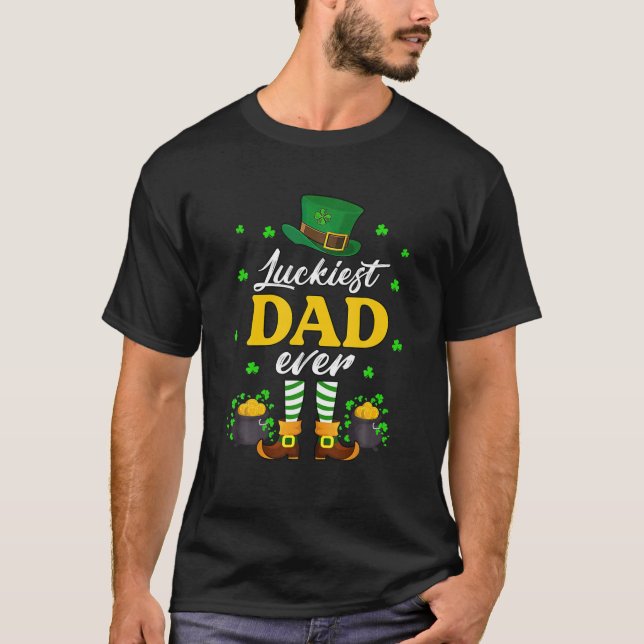 Leprechaun Shamrock Luckiest Pappa någonsin Irish  T Shirt (Framsida)