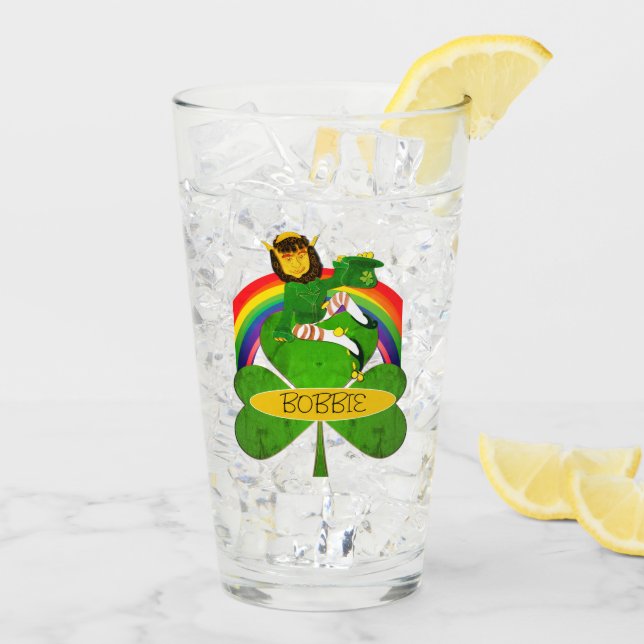 Leprechaun Shamrock St. Patrick's Day Glass Glaskopp (Bakside Is)