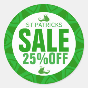 Leprechaun Shoe-St Patrick Sale Sticker Runt Klistermärke