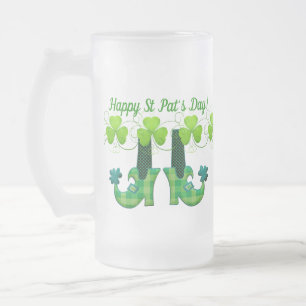 Leprechaun Shoes St patrick's day Frostat Ölglas