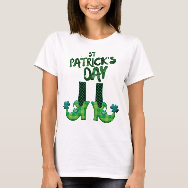 Leprechaun-skor St Patrick's Day T-Shirt (Framsida)