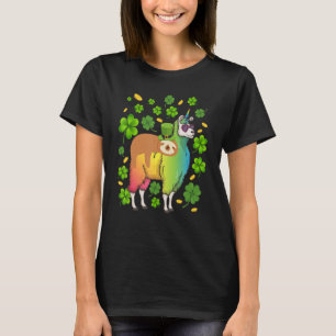 Leprechaun Sloth Riding Llama Unicorn St Patricks T Shirt