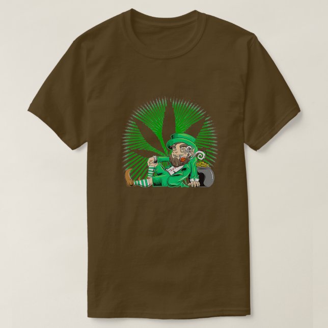 Leprechaun Smoking St patricks day T Shirt (Design framsida)
