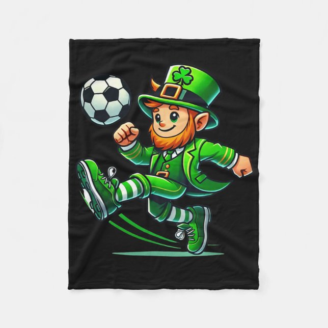 Leprechaun Soccer St Patricks Day Player Boys Men  Fleecefilt (Framsidan)