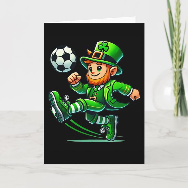 Leprechaun Soccer St Patricks Day Player Boys Men  Kort (Framsida)