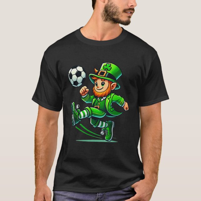 Leprechaun Soccer St Patricks Day Player Boys Men  T Shirt (Framsida)