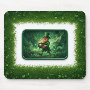 Leprechaun som bär kruka med guld musmatta