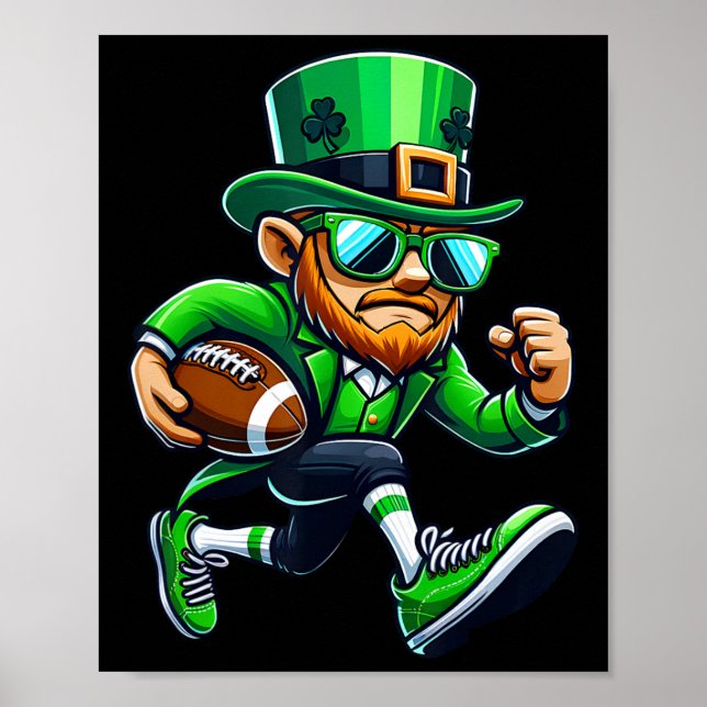 Leprechaun spelar fotbollssport St patricks day Poster (Framsidan)