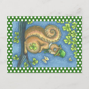 LEPRECHAUN SQUIRREL, ST. PATRICK'S DAY POSTCARD VYKORT