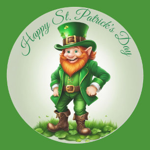Leprechaun St. Patrick-dagen Lakan i Runt Klistermärke