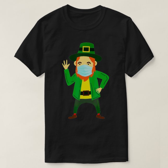 Leprechaun St Patricks Day Funny Face Mask Quarant T Shirt (Design framsida)