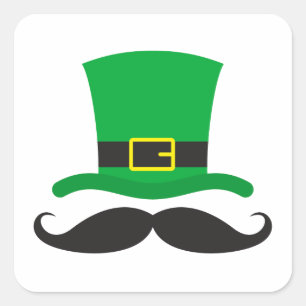 Leprechaun-St patrick's day med lustigt mustasch Fyrkantigt Klistermärke