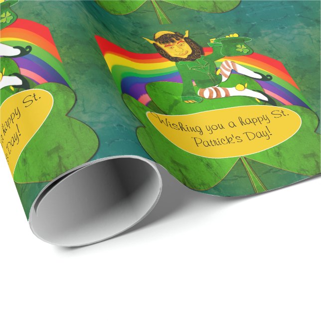Leprechaun St. Patrick's Day Presentpapper (Rullad Hörn)