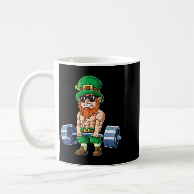 Leprechaun St Patricks Day tyngdlyftning Kaffemugg (Vänster)