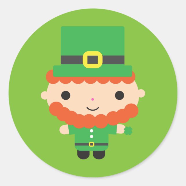 Leprechaun Stickers Runt Klistermärke (Framsida)
