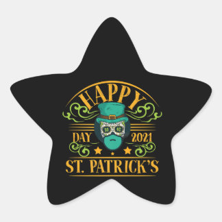 Leprechaun Sugar Skull St patricks day Gift Stjärnformat Klistermärke