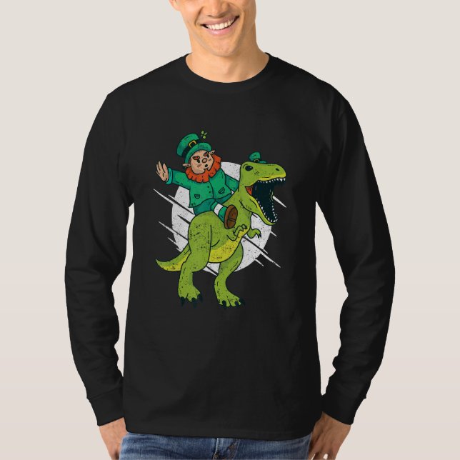Leprechaun T-Rex Irish Shamrock Dinosaur St Patric T Shirt (Framsida)