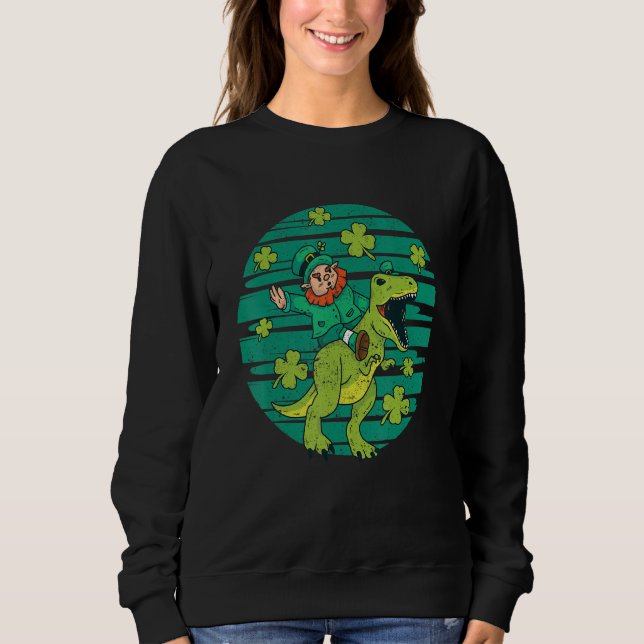 Leprechaun T-Rex Irish Shamrock Dinosaur St Patric T Shirt (Framsida)