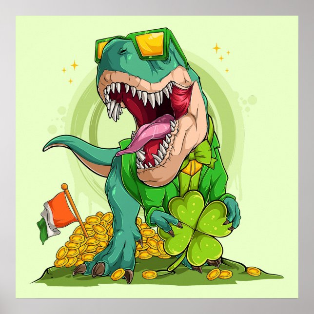 Leprechaun T-Rex St. Patrick's Day Poster (Framsidan)