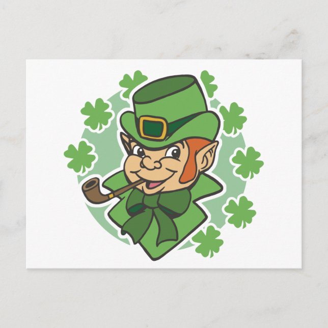 Leprechaun Tecknad St. Patrick's Day Vykort (Framsida)