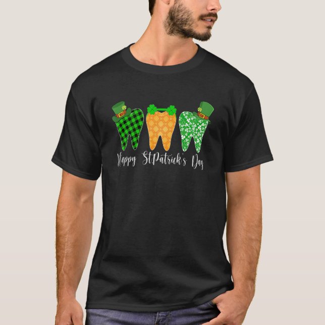 Leprechaun Tooth Shamrock St Patrick Day Dentist D T Shirt (Framsida)