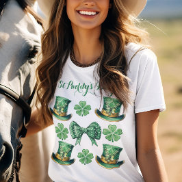 Leprechaun Top hat med Klöver och Coquette Bow T Shirt