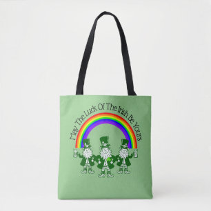Leprechaun-trion över hela utskriften till pappers tygkasse