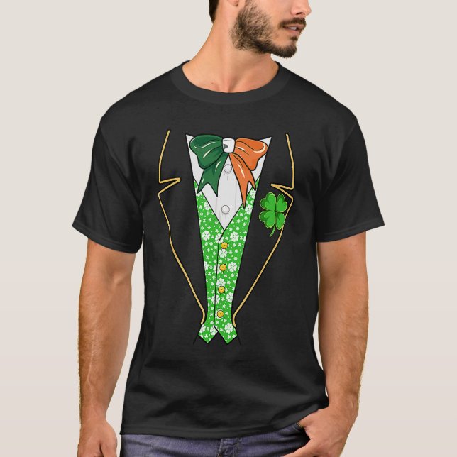 Leprechaun Tuxedo Irish Costume Saint Patricks Day T Shirt (Framsida)