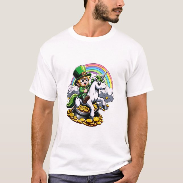 Leprechaun Unicorn Cute T Shirt (Framsida)