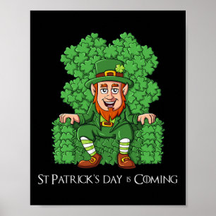 Leprechaun vid Klöver Throne St patricks day Boys Poster