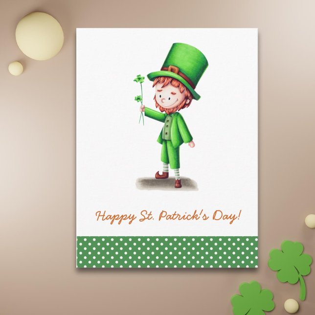 Leprechaun-vykort för saint patrick meddelande vykort (Skapare uppladdad)