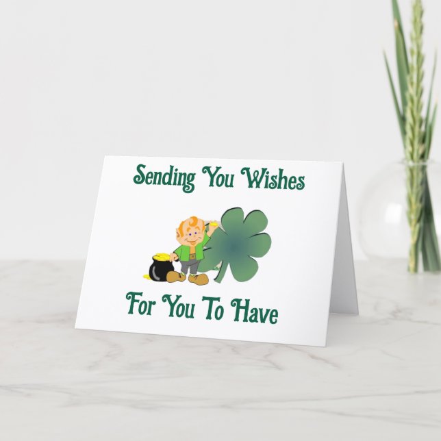 Leprechaun With Gold Greeting Card Kort (Framsida)
