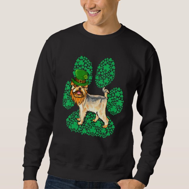 Leprechaun Yorkshire Terrier St patricks day Shamr Lång Ärmad Tröja (Framsida)