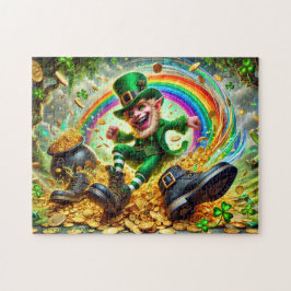 Leprechaunbus, Lekfull irländsk scen, Guld Pussel