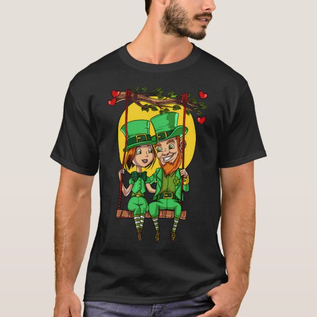 Leprechaunpar St Patricks T Shirt (Framsida)