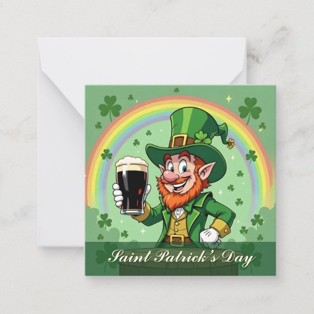 Leprechauns glädjerum under regnbågen anteckningskort (Framsida)