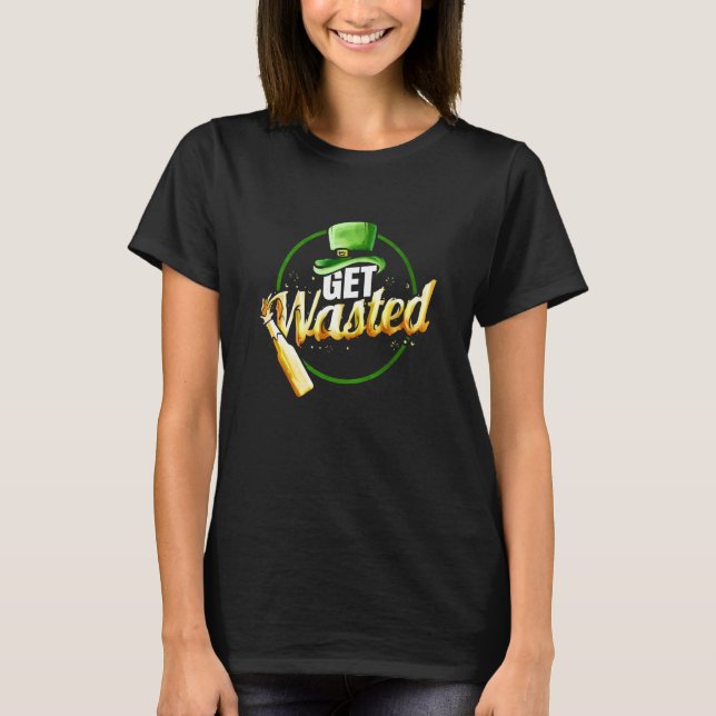 Leprechauns Hat Get Wasted With Beer On St Patrick T Shirt (Framsida)