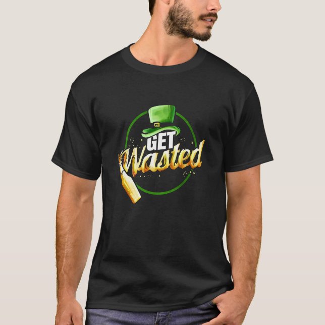 Leprechauns Hat Get Wasted With Beer On St Patrick T Shirt (Framsida)