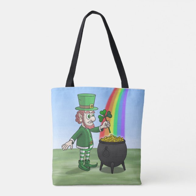 Leprechauns kruka full med guld St. Patrick's Day Tygkasse (Baksida)