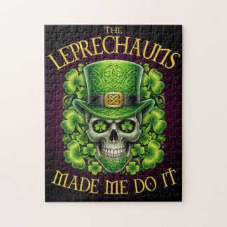 Leprechauns Made Me Do It Skull St Patrics Day Pussel
