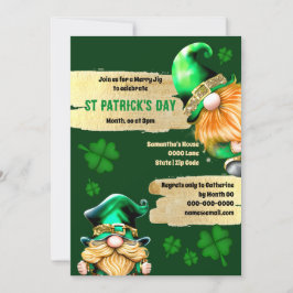 Leprechauns Söta gnomer guld grönt klöver helgdag Inbjudningar