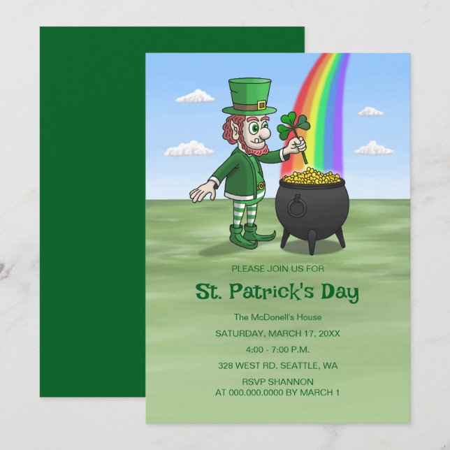 Leprechauns St. Patrick's Day Inbjudningar (Fram/baksida)