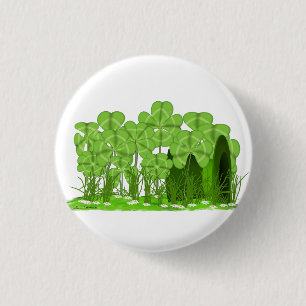 Leprechauns Top hat Ljugande i Fält av Shamrocks Knapp