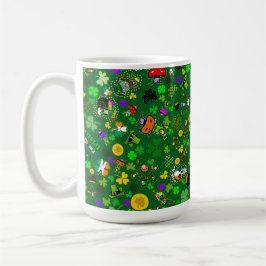 Leprechaunsar Shamrocks Guld MushRumkiss Me Irish Kaffemugg